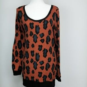 Love Tree Cheetah Animal Long Sweater L